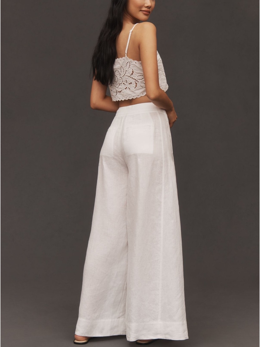 Anthropologie White Wide-Leg Linen-Blend Pants - Picture 3 of 4
